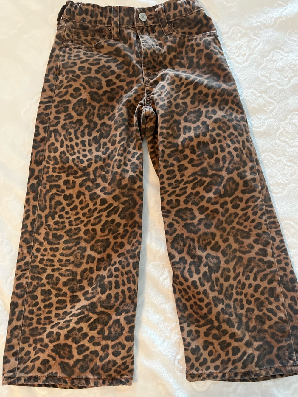 GAP Kids Leopard Print wide leg jeans sz 6 - Brown and Black